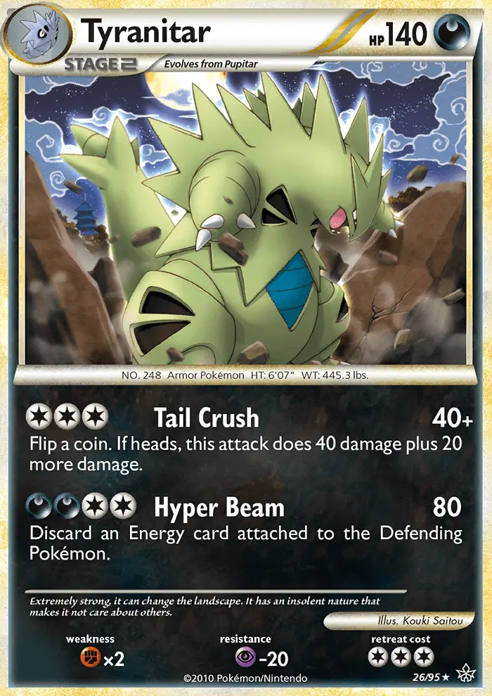 Tyranitar Rare Pokemon card #26 from Unleashed