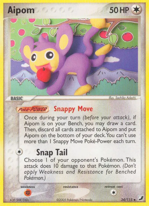 Aipom Uncommon Pokemon card #34 from Unseen Forces