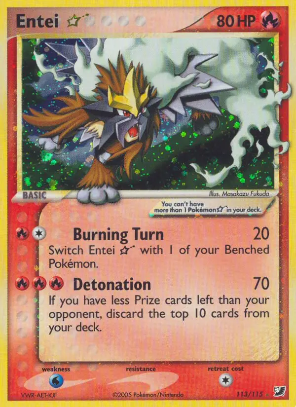Entei Star Rare Pokemon card #113 from Unseen Forces