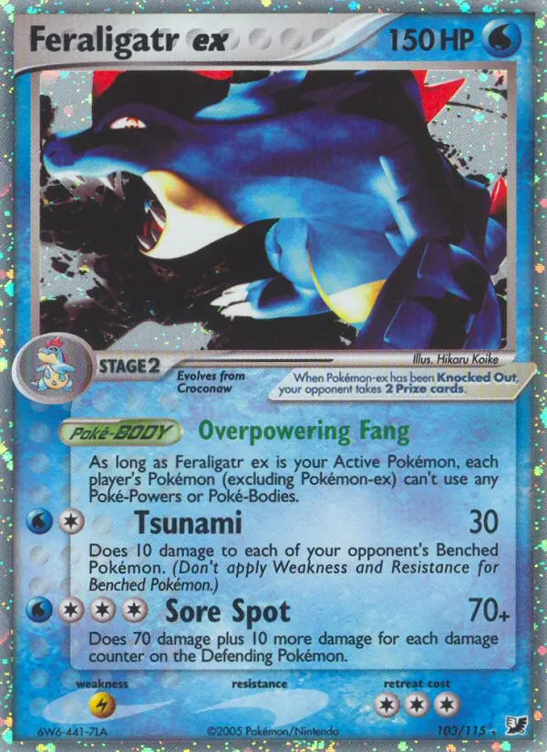 Feraligatr ex Rare Pokemon card #103 from Unseen Forces