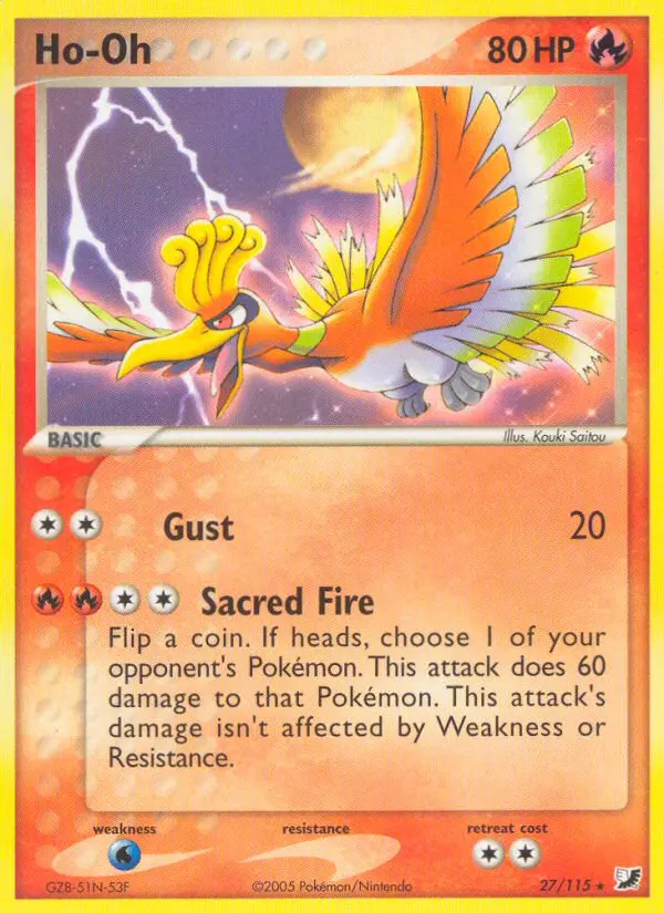 Ho-Oh Rare Pokemon card #27 from Unseen Forces
