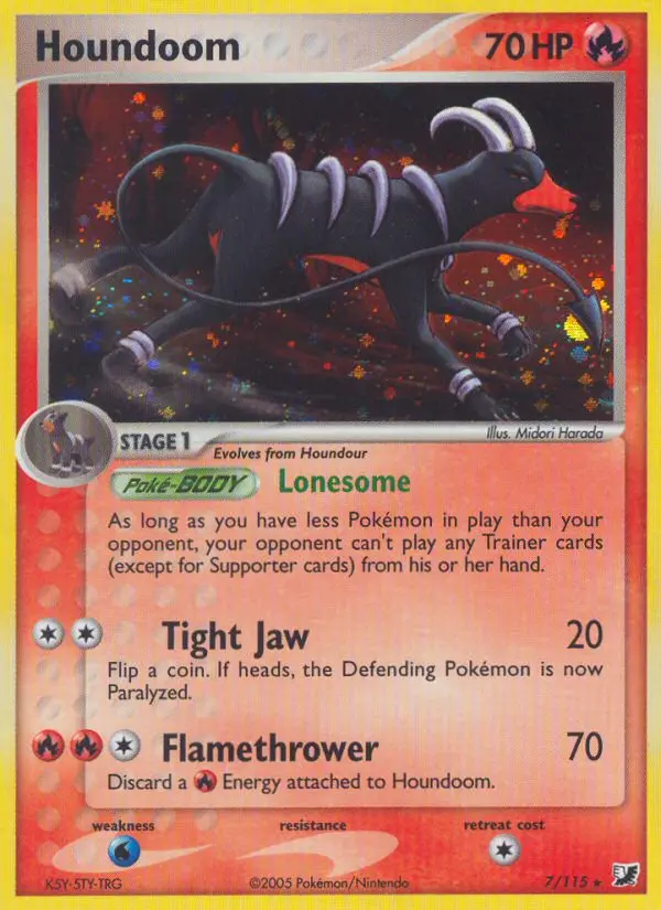 Houndoom Rare Pokemon card #7 from Unseen Forces