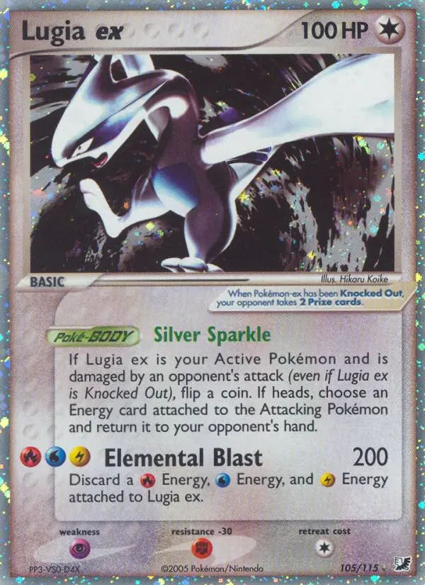 Lugia ex Rare Pokemon card #105 from Unseen Forces