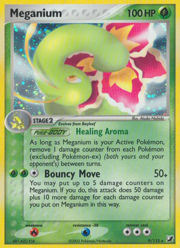 Meganium Rare Pokemon card #9 from Unseen Forces