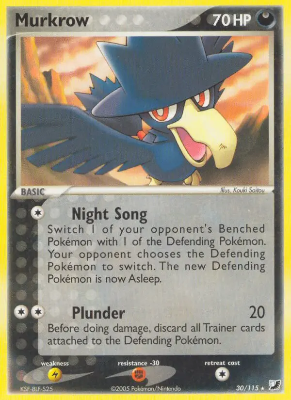 Murkrow Rare Pokemon card #30 from Unseen Forces