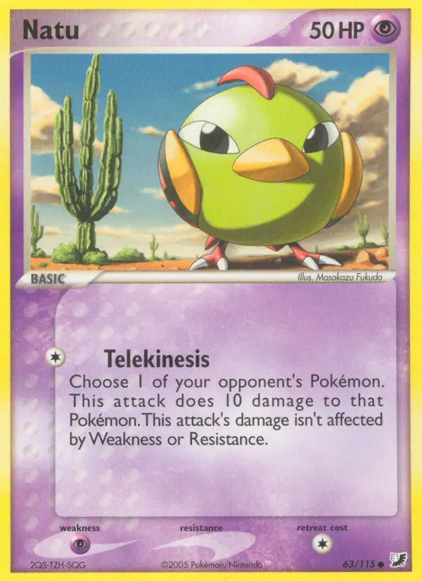 Natu Common Pokemon card #63 from Unseen Forces