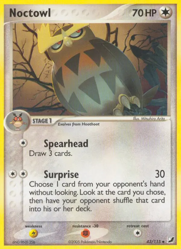 Noctowl Uncommon Pokemon card #43 from Unseen Forces