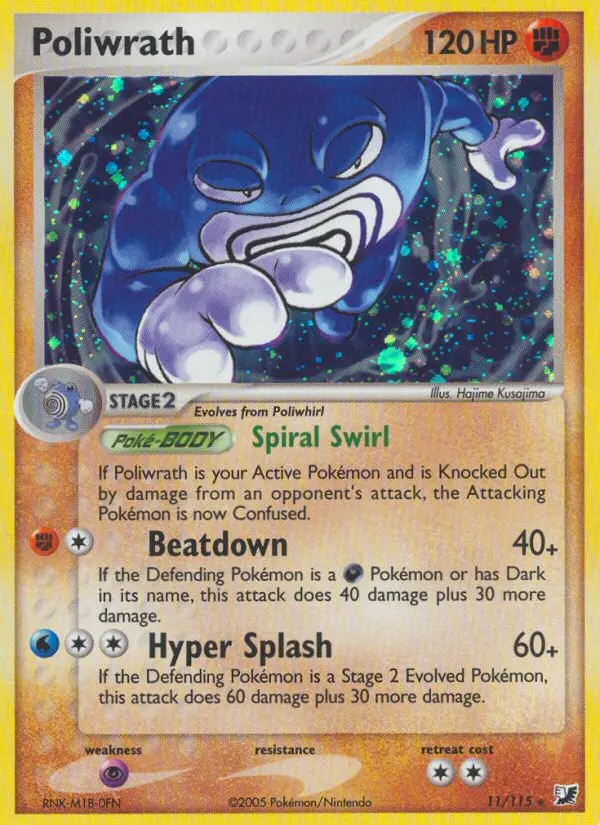 Poliwrath Rare Pokemon card #11 from Unseen Forces