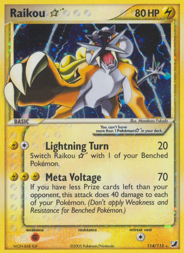 Raikou Star Rare Pokemon card #114 from Unseen Forces