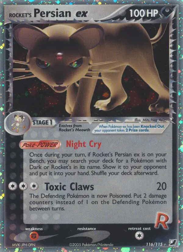 Rocket's Persian ex Rare Pokemon card #116 from Unseen Forces