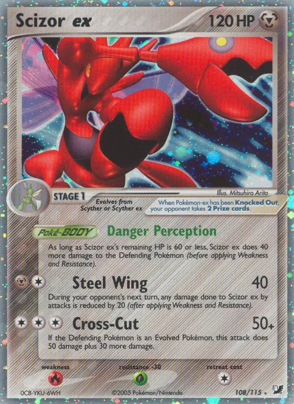 Scizor ex Rare Pokemon card #108 from Unseen Forces