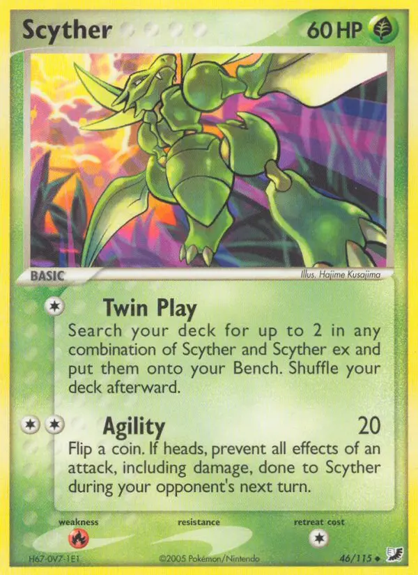 Scyther Uncommon Pokemon card #46 from Unseen Forces