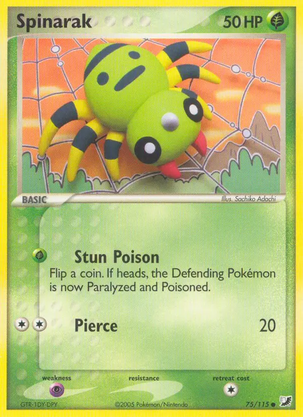 Spinarak Common Pokemon card #75 from Unseen Forces