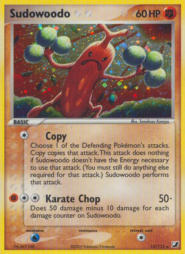 Sudowoodo Rare Pokemon card #15 from Unseen Forces