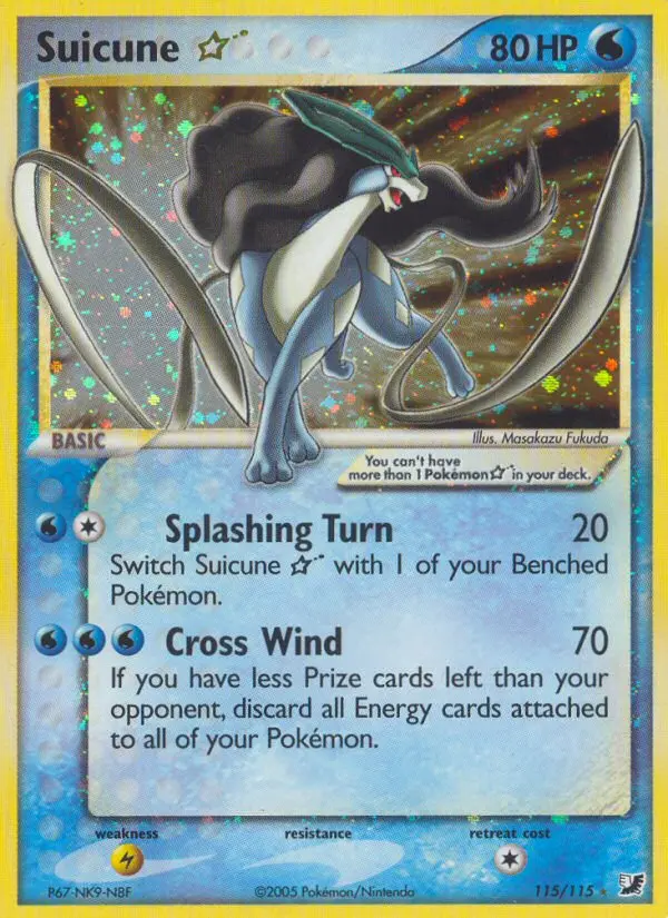 Suicune Star Rare Pokemon card #115 from Unseen Forces