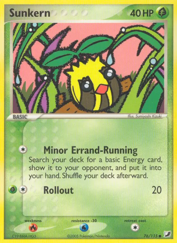 Sunkern Common Pokemon card #76 from Unseen Forces