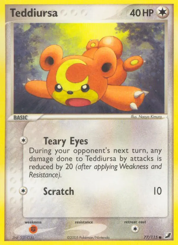 Teddiursa Common Pokemon card #77 from Unseen Forces