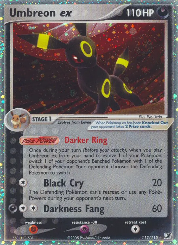Umbreon ex Rare Pokemon card #112 from Unseen Forces
