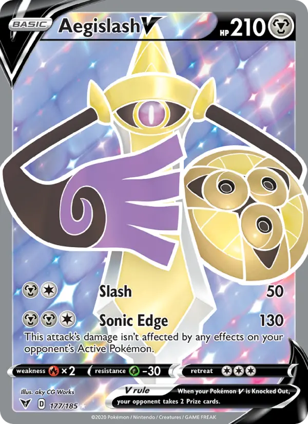 Aegislash V Ultra Rare Pokemon card #177 from Vivid Voltage