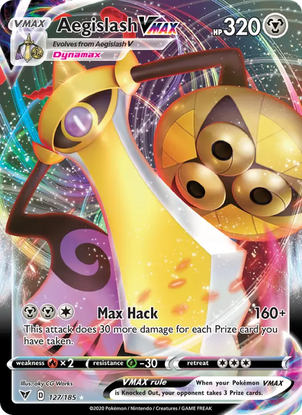 Aegislash VMAX Holo Rare VMAX Pokemon card #127 from Vivid Voltage