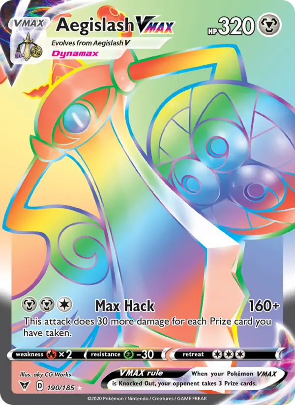 Aegislash VMAX Secret Rare Pokemon card #190 from Vivid Voltage