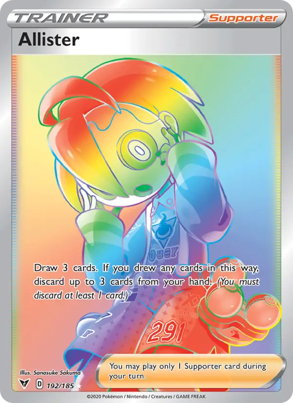 Allister Secret Rare Pokemon card #192 from Vivid Voltage