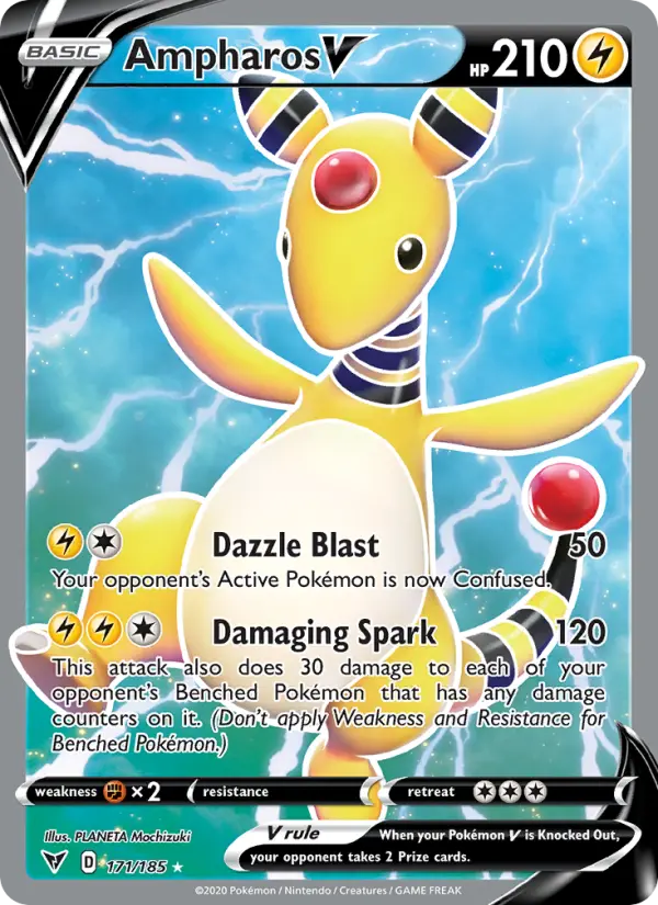 Ampharos V Ultra Rare Pokemon card #171 from Vivid Voltage