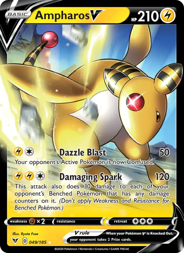 Ampharos V Holo Rare V Pokemon card #49 from Vivid Voltage