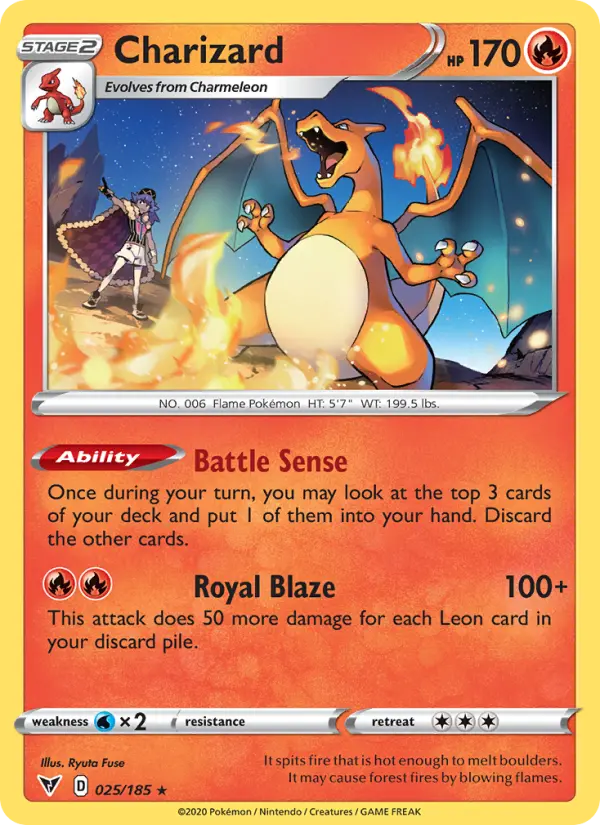 Charizard Rare Pokemon card #25 from Vivid Voltage