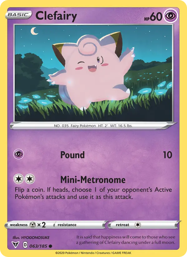 Clefairy Common Pokemon card #63 from Vivid Voltage