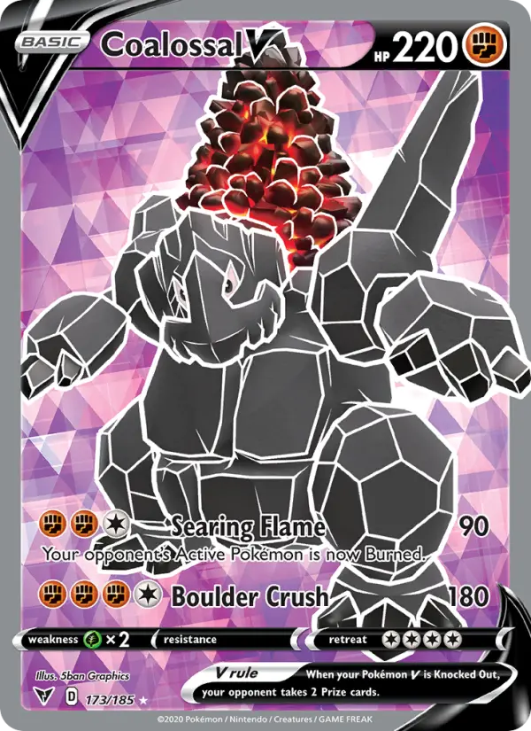 Coalossal V Ultra Rare Pokemon card #173 from Vivid Voltage
