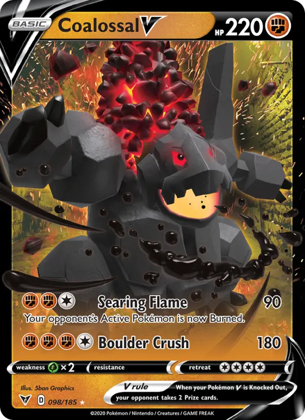 Coalossal V Holo Rare V Pokemon card #98 from Vivid Voltage