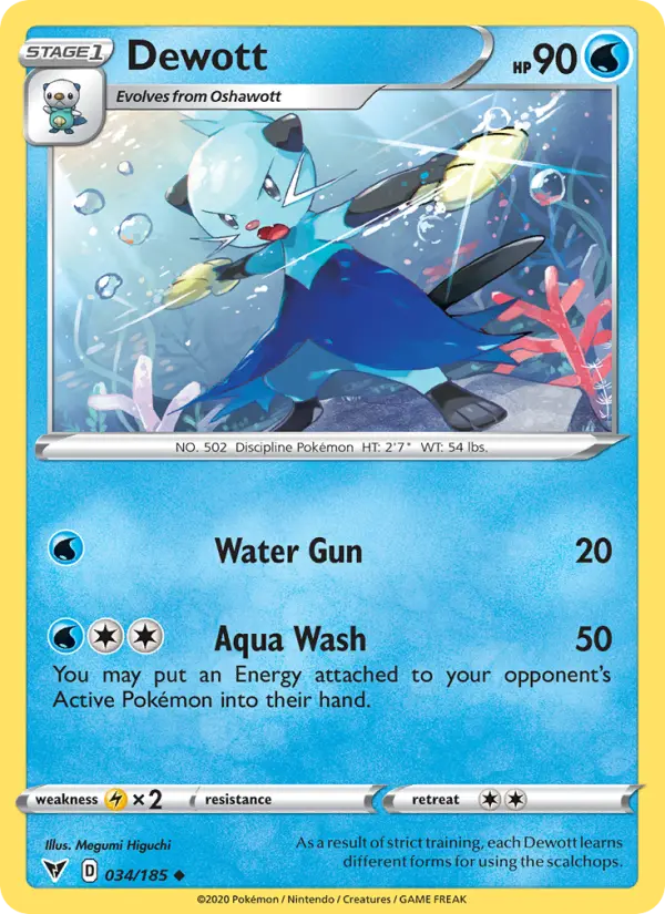 Dewott Uncommon Pokemon card #34 from Vivid Voltage