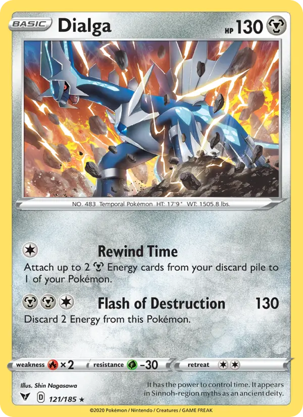 Dialga Holo Rare Pokemon card #121 from Vivid Voltage