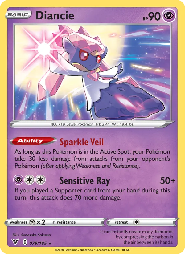Diancie Holo Rare Pokemon card #79 from Vivid Voltage