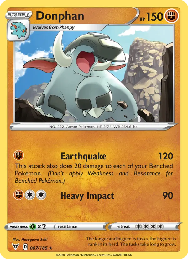 Donphan Rare Pokemon card #87 from Vivid Voltage