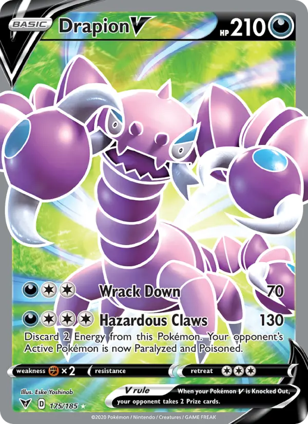Drapion V Ultra Rare Pokemon card #175 from Vivid Voltage