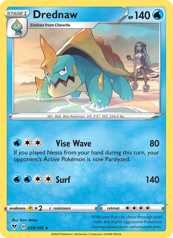 Drednaw Rare Pokemon card #39 from Vivid Voltage