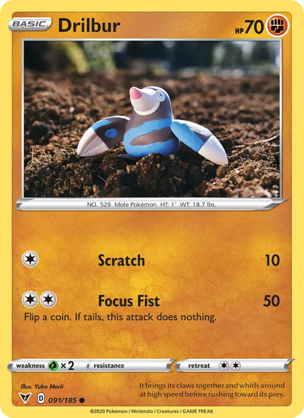 Drilbur Common Pokemon card #91 from Vivid Voltage