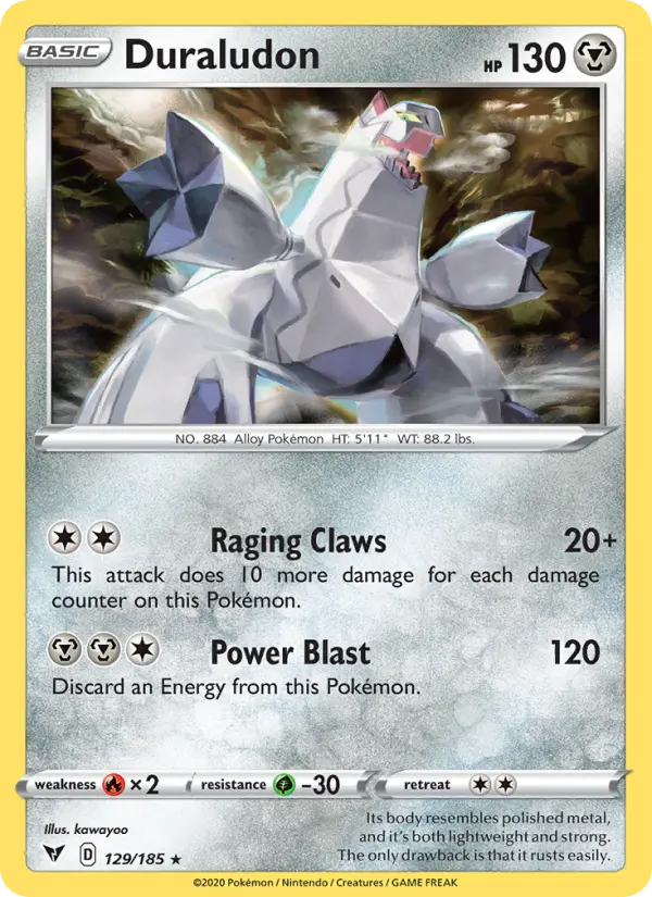 Duraludon Holo Rare Pokemon card #129 from Vivid Voltage