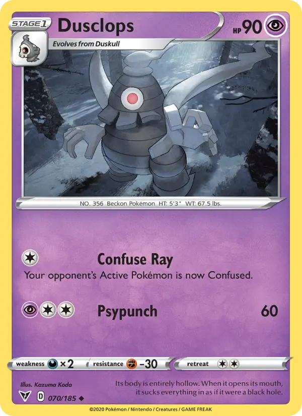 Dusclops Uncommon Pokemon card #70 from Vivid Voltage