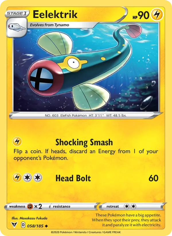 Eelektrik Uncommon Pokemon card #58 from Vivid Voltage
