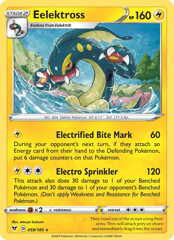 Eelektross Rare Pokemon card #59 from Vivid Voltage