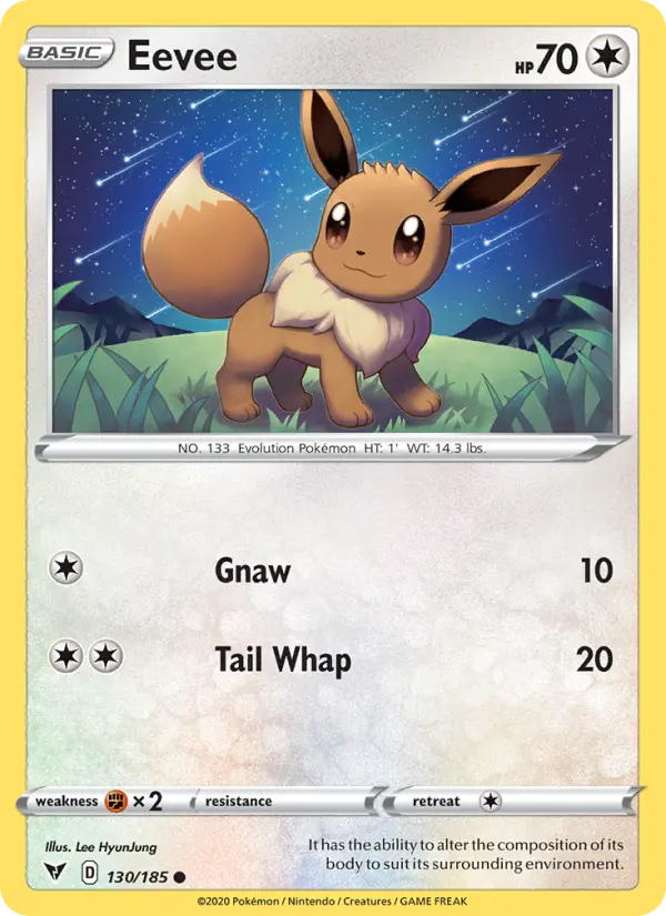 Eevee Common Pokemon card #130 from Vivid Voltage