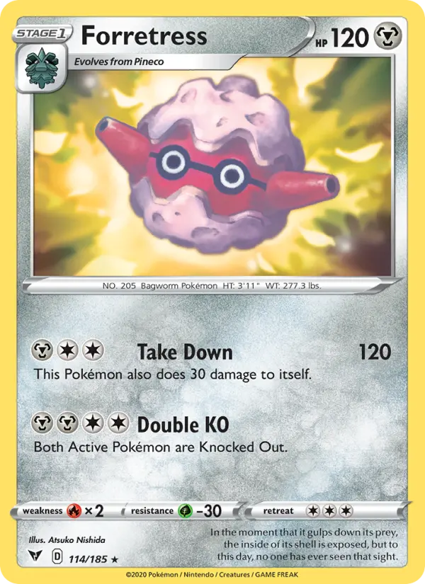 Forretress Rare Pokemon card #114 from Vivid Voltage