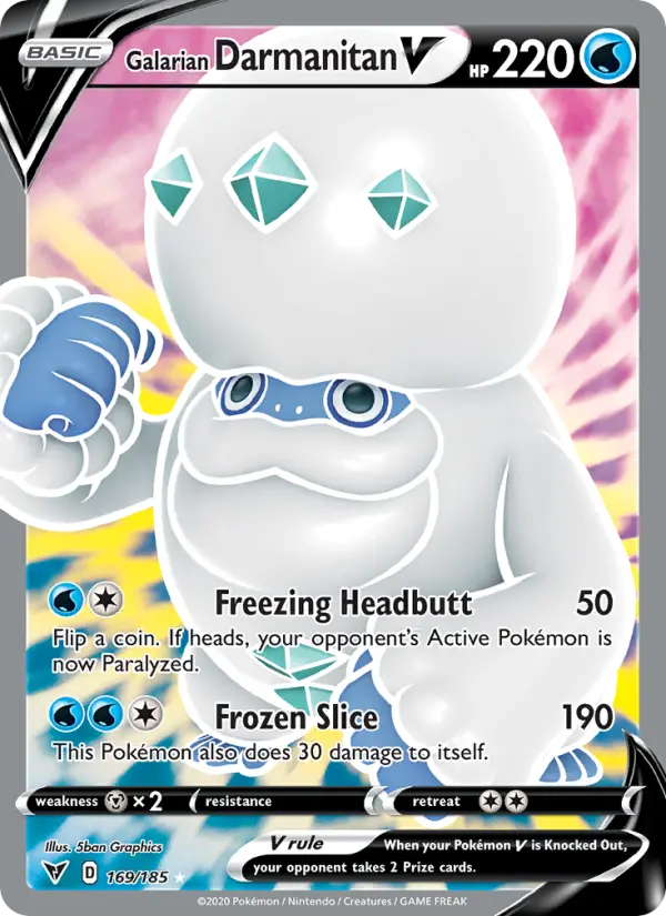 Galarian Darmanitan V Ultra Rare Pokemon card #169 from Vivid Voltage