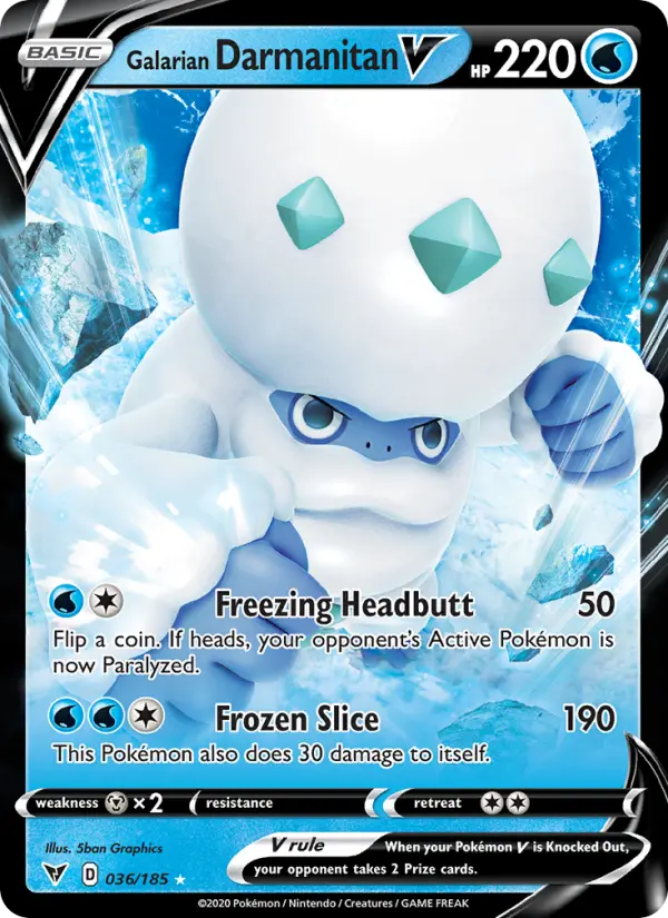 Galarian Darmanitan V Holo Rare V Pokemon card #36 from Vivid Voltage
