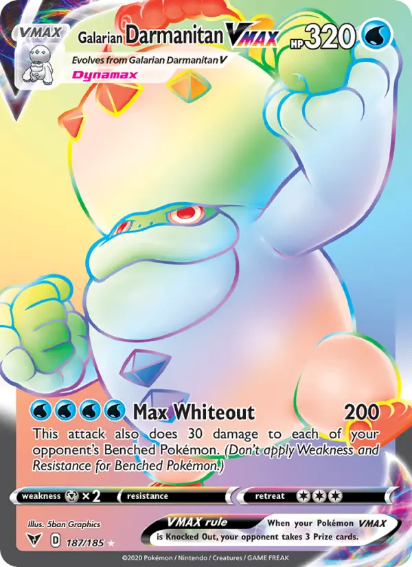 Galarian Darmanitan VMAX Secret Rare Pokemon card #187 from Vivid Voltage