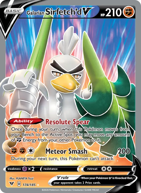 Galarian Sirfetch'd V Ultra Rare Pokemon card #174 from Vivid Voltage