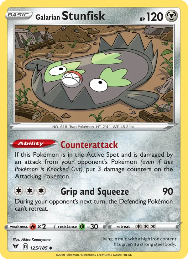 Galarian Stunfisk Uncommon Pokemon card #125 from Vivid Voltage